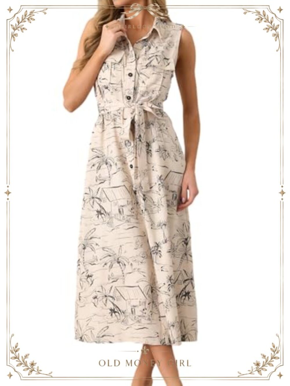 Sleeveless Button Down Tie Waist Midi Shirt Dress with Pockets